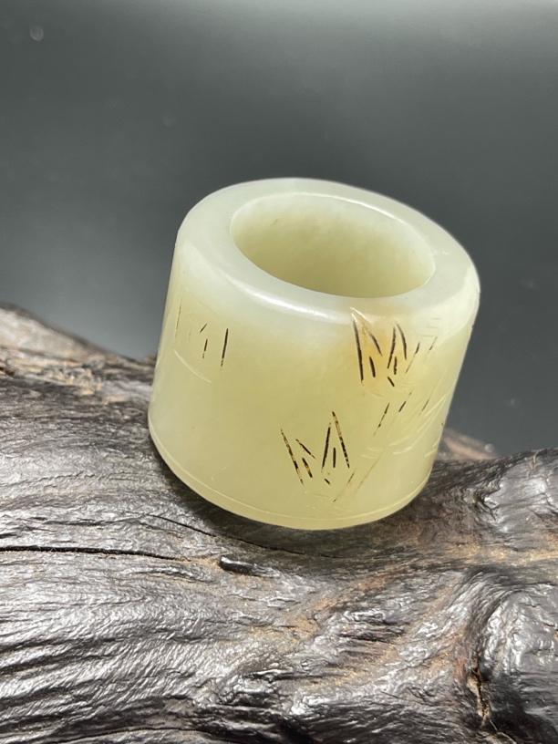 和田玉竹节白玉板指