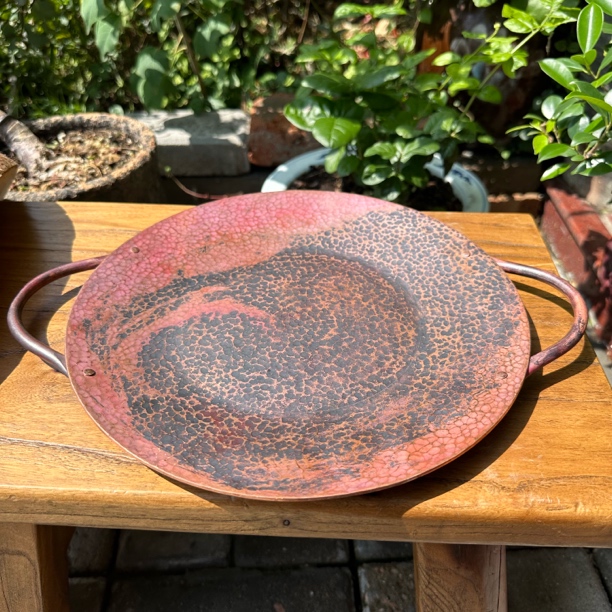（匠心之作）纯手工锻打家用紫铜烤肉盘（囗径25）