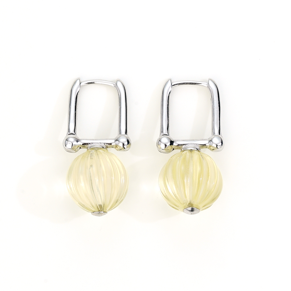 【南瓜灯】银925黄水晶南瓜耳钉46661