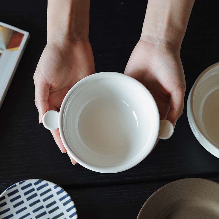 【瑕疵】Camus say润白凹边系列 4.9英寸双耳碗 12.5×5.5cm 375ml