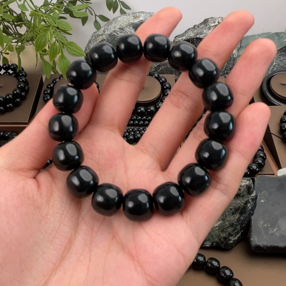 和田玉未镶嵌手链塔青卡13