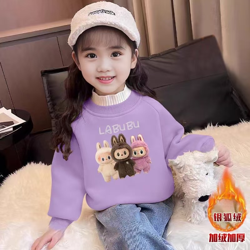 加绒卫衣女童银狐绒2025新款秋冬装宝宝加厚童装冬季儿童保暖上衣