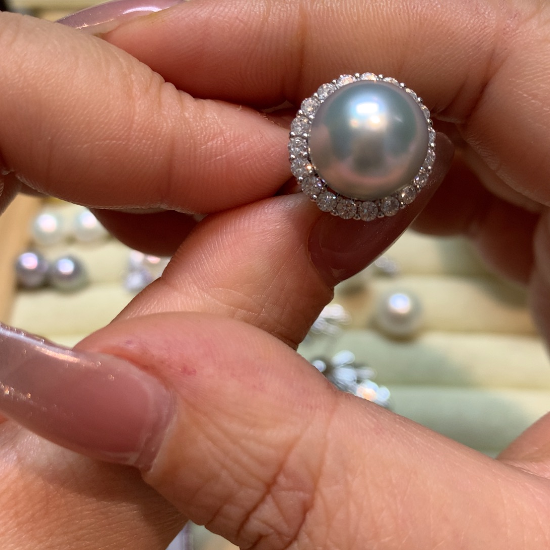 海水珍珠戒指银S925镶嵌