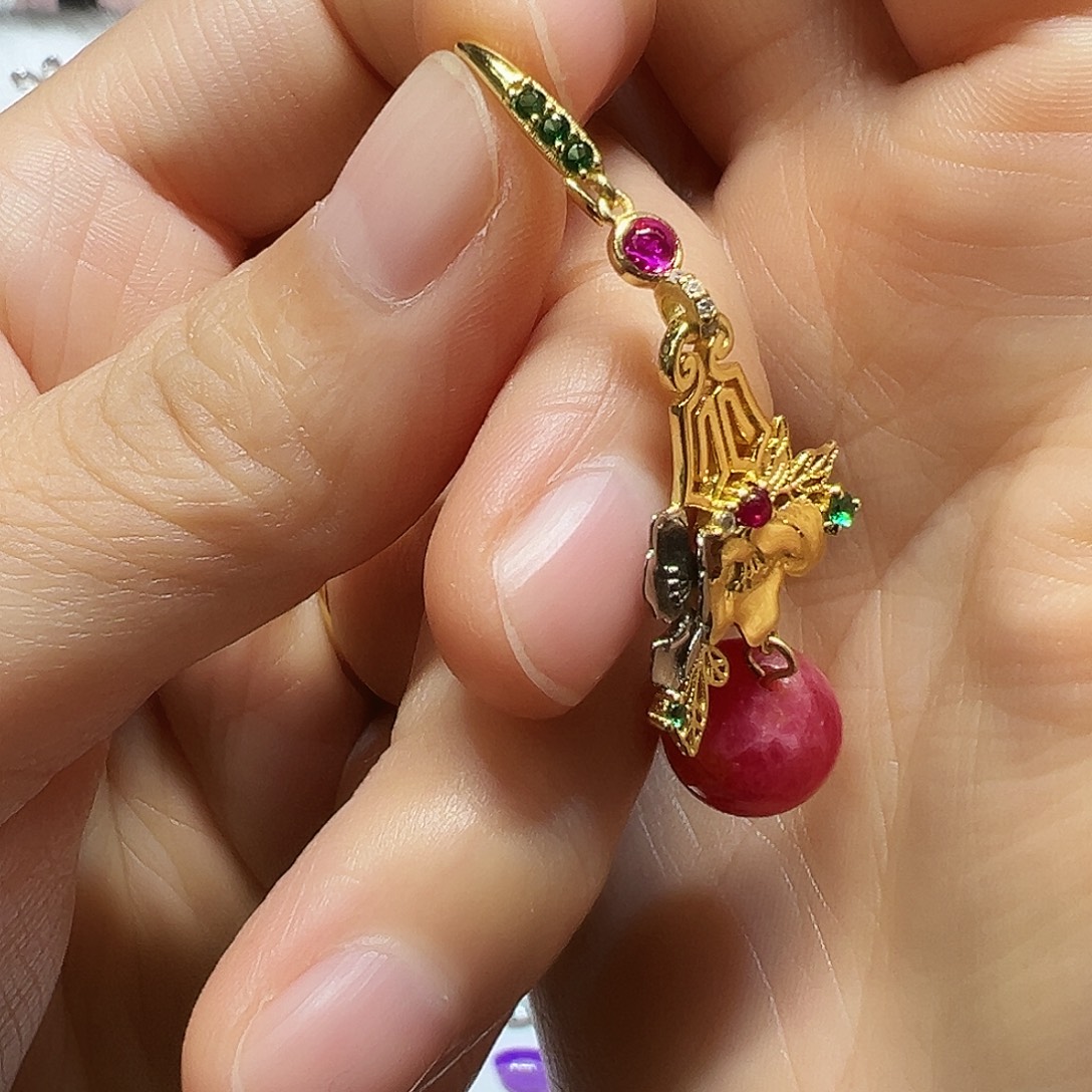 蔷薇辉石银S925镶嵌diy