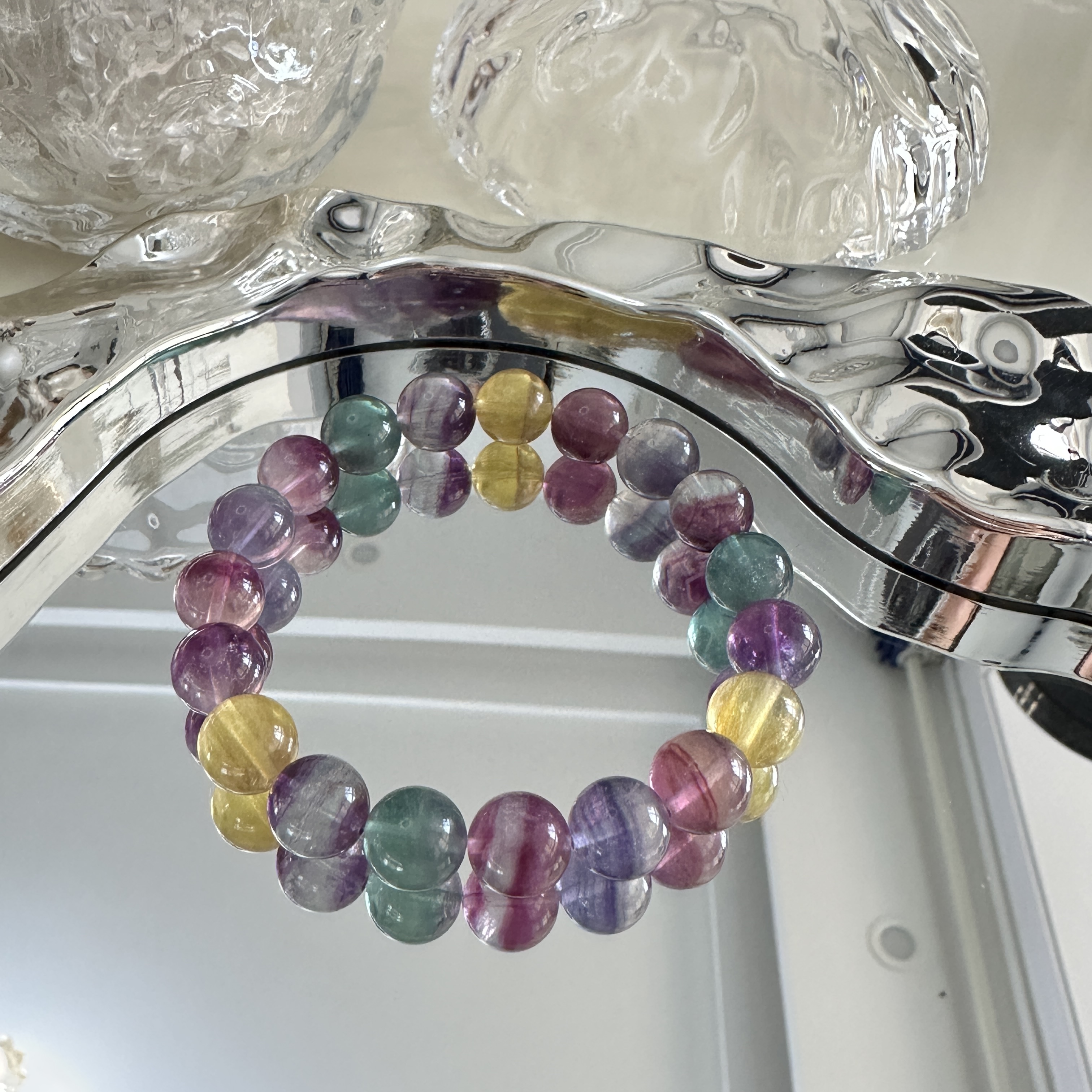 【轩禾水晶】纯天然水晶多宝萤石手链多样性发其一15