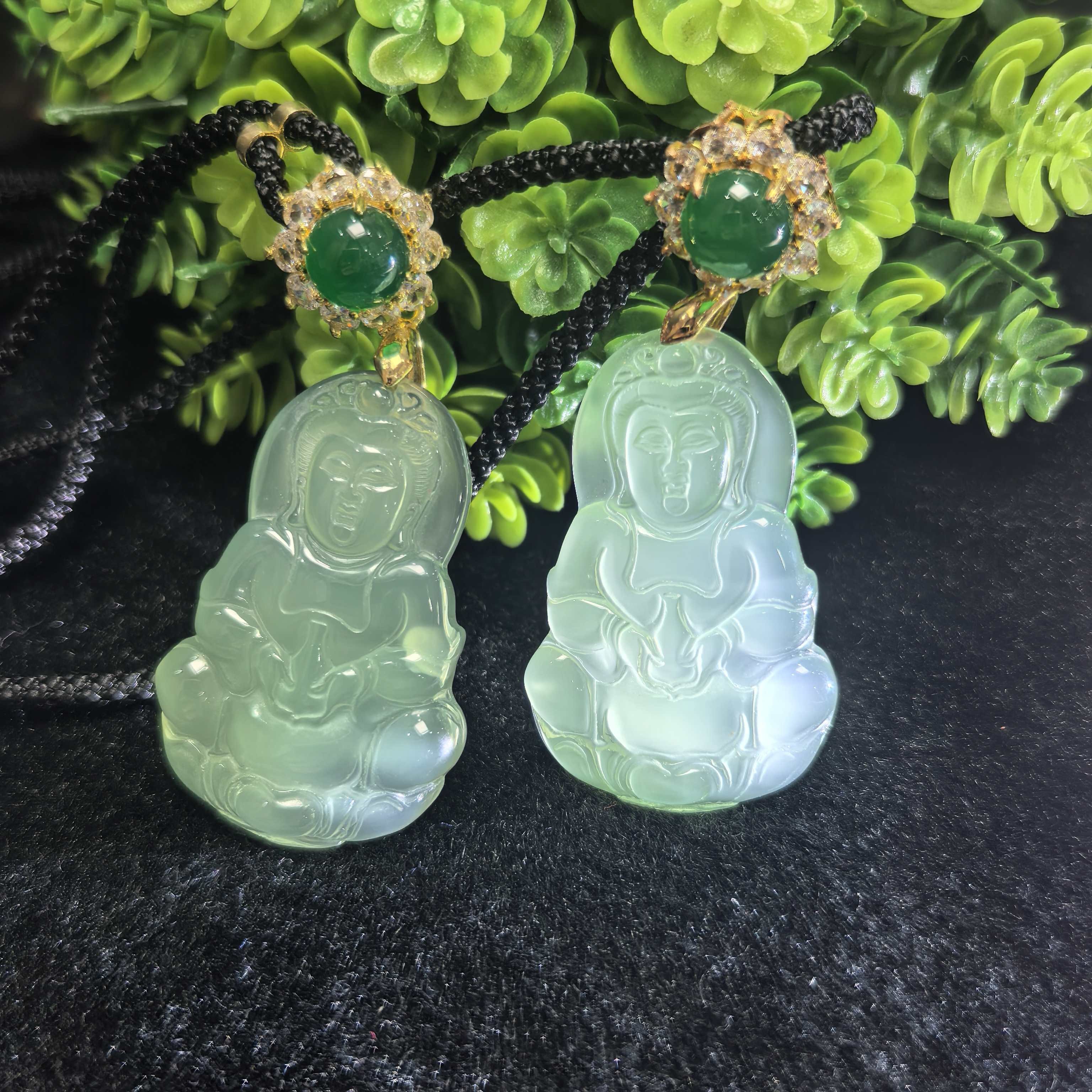 S8283【BBF】双色青秦紫玛瑙观音吊坠-配绳-多样性发货只发一件