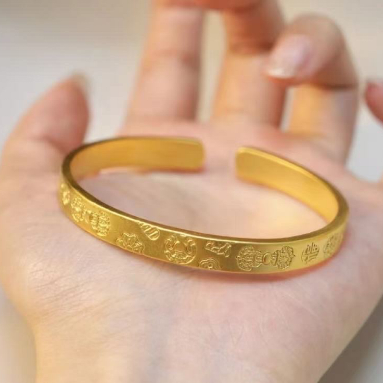 合金手镯窄版吉言古法招财猫开口镯子礼物送女友送妈妈