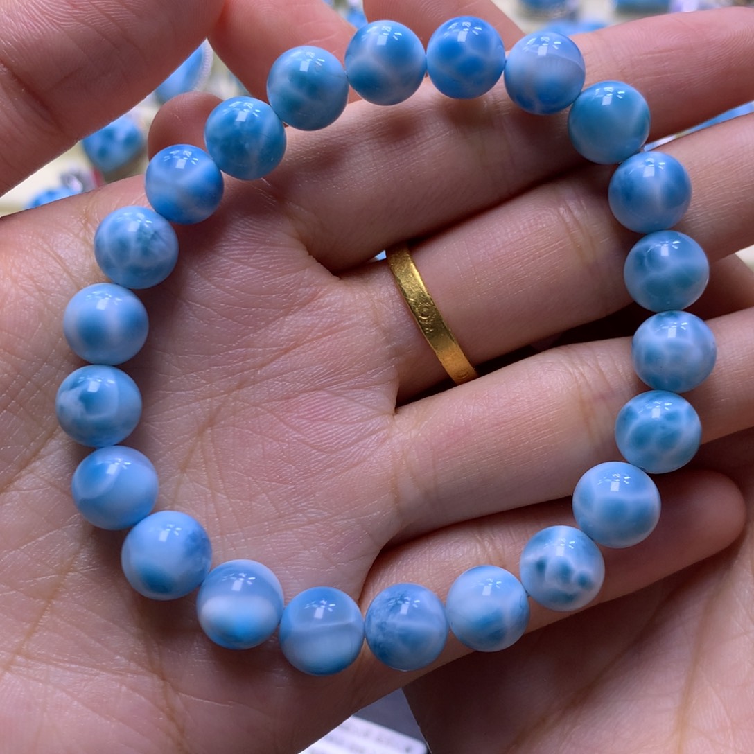 针钠钙石（海纹石）未镶嵌手串9+手串色差略异