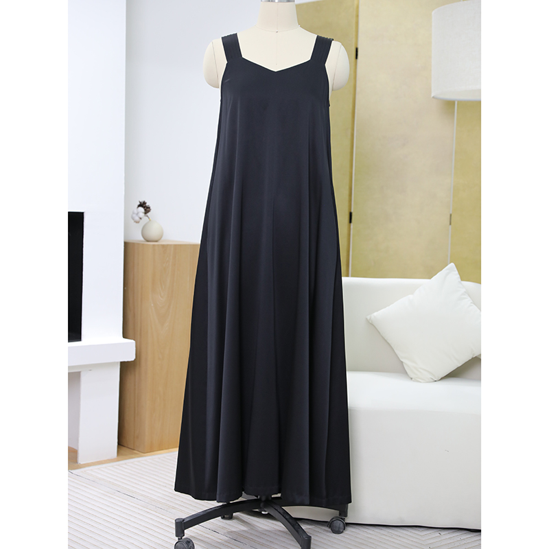 JUZININE【主播样衣】原创设计【褶裥系列】真丝无袖长裙 F05A 弹力缎