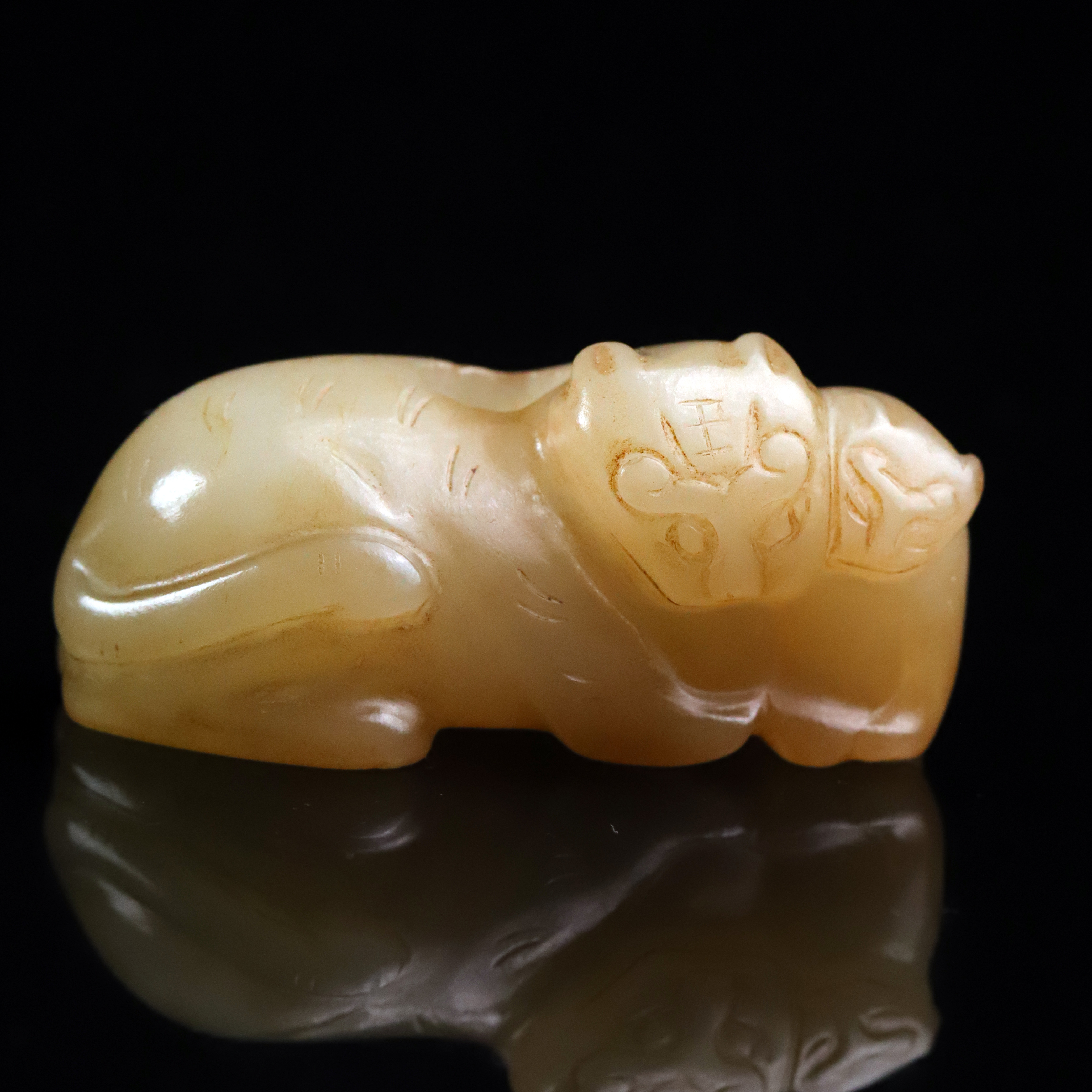 明代和田玉双虎花件-NX