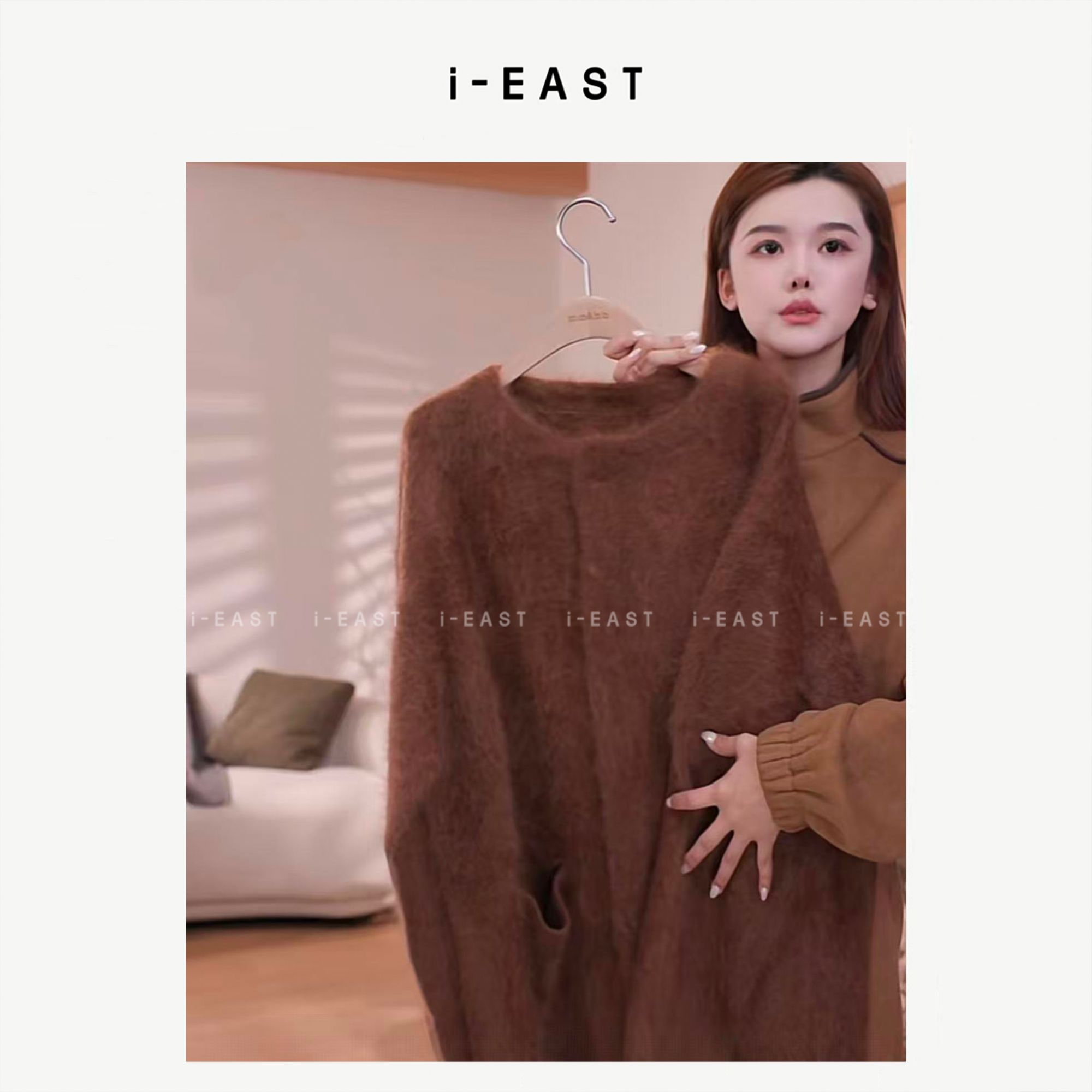 i-EAST 维瓦尔秋季~秋冬温柔毛茸茸极简开衫毛衣-5D SY9708