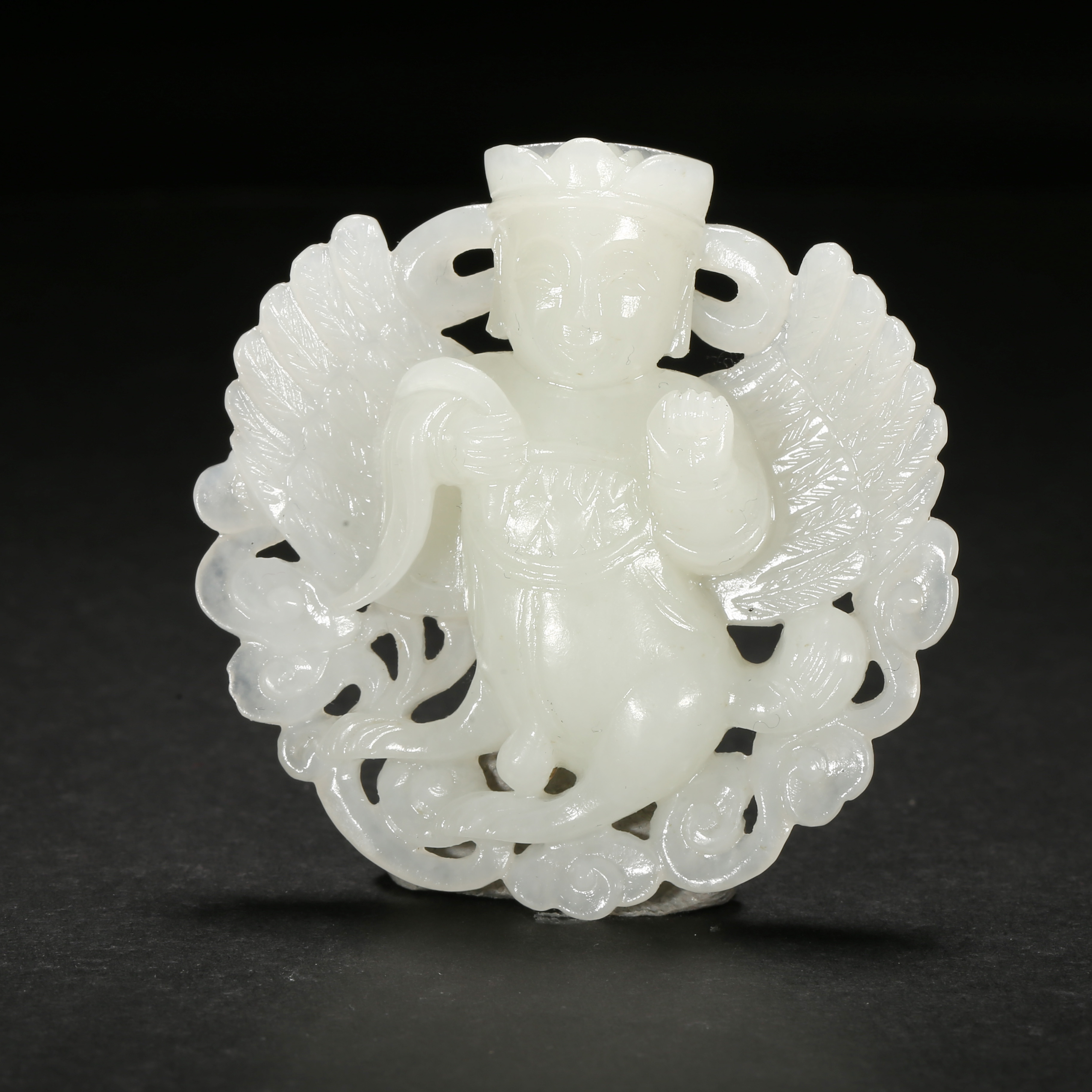 清代*白玉迦楼罗吊坠/09LB2590/和田玉【北京文博】