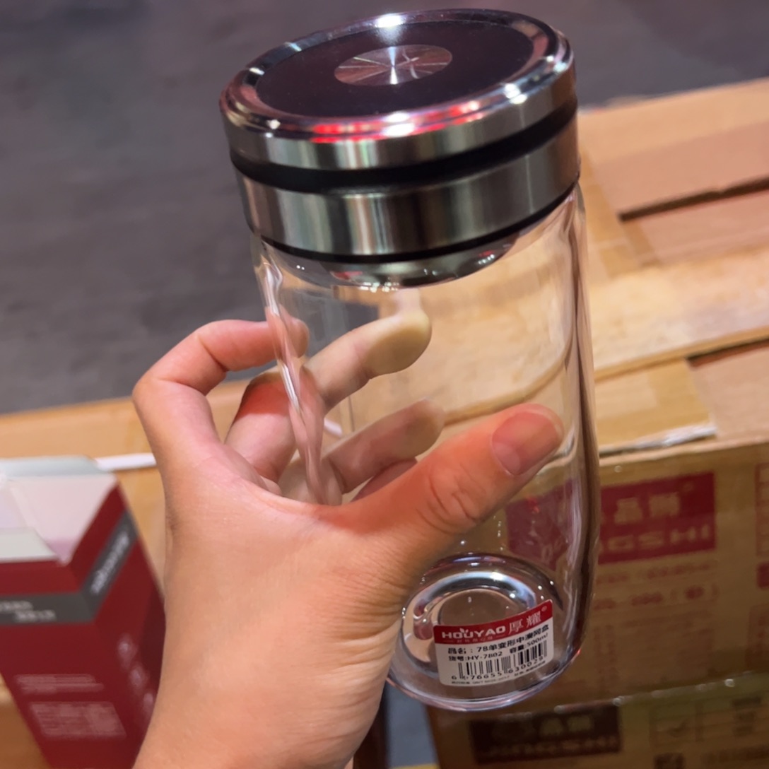 厚单层烫手玻璃杯500玻璃杯黑色玻璃杯
