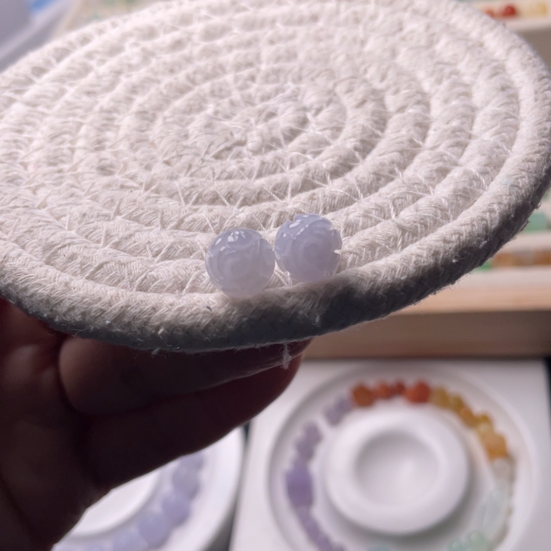 未镶嵌手链翡翠卡9一对雕刻珠