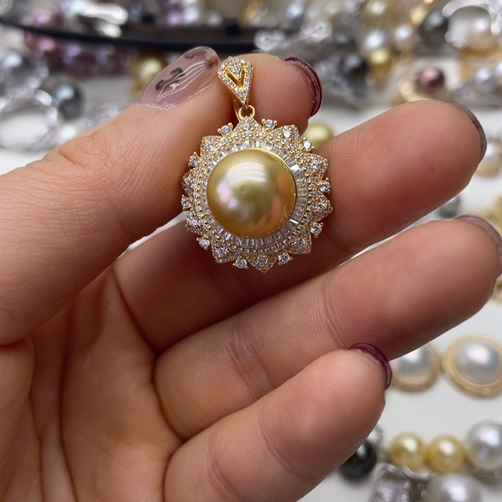 海水珍珠吊坠(不含链)银S925镶嵌