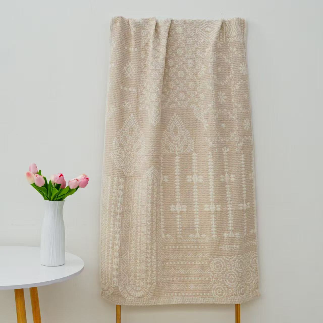 波罗迪亚-75*150cm罗布麻四季通用浴巾简约流苏透气