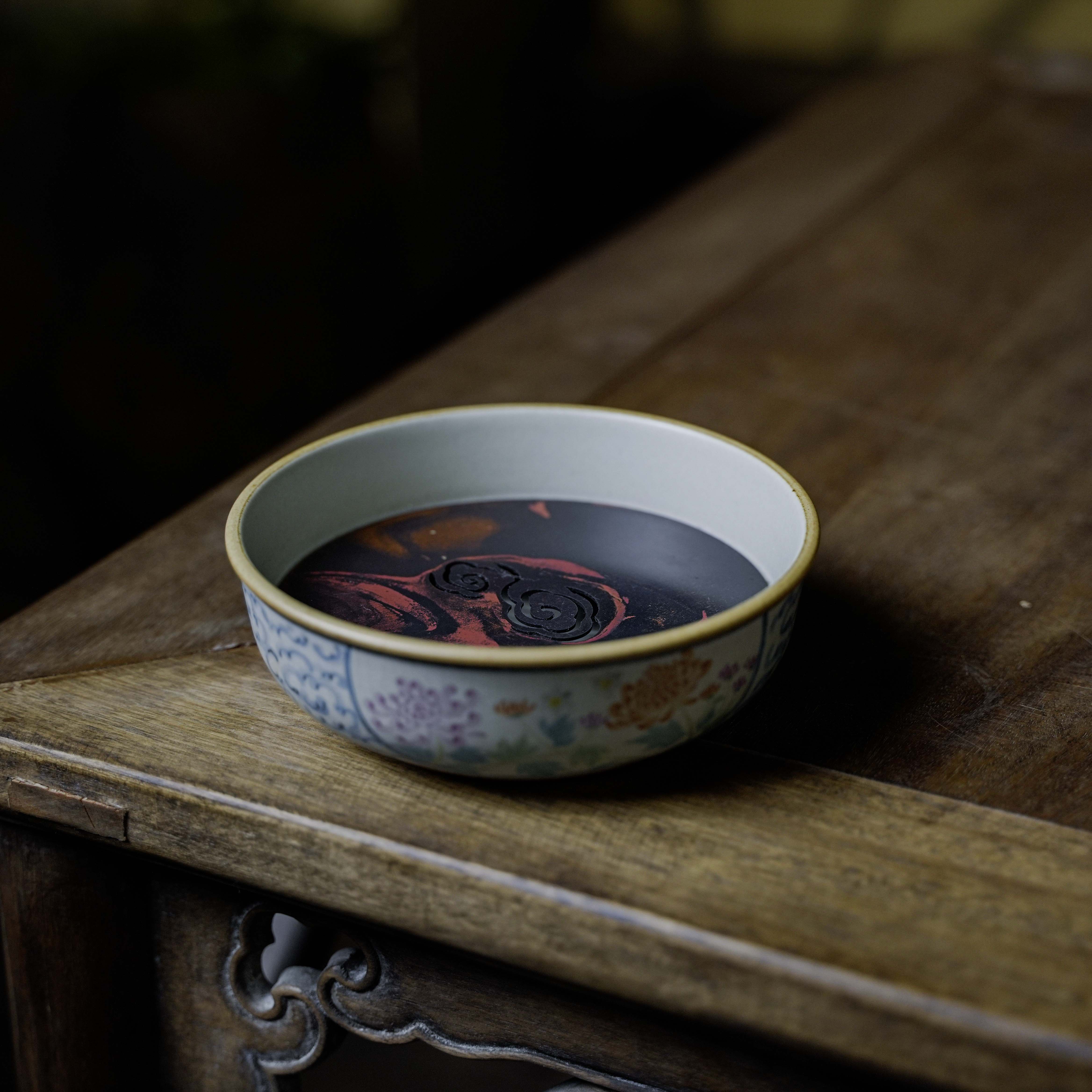 【叁山】多彩菊花蜜蜂-朴云堂-祥云壶承（朴承0082）