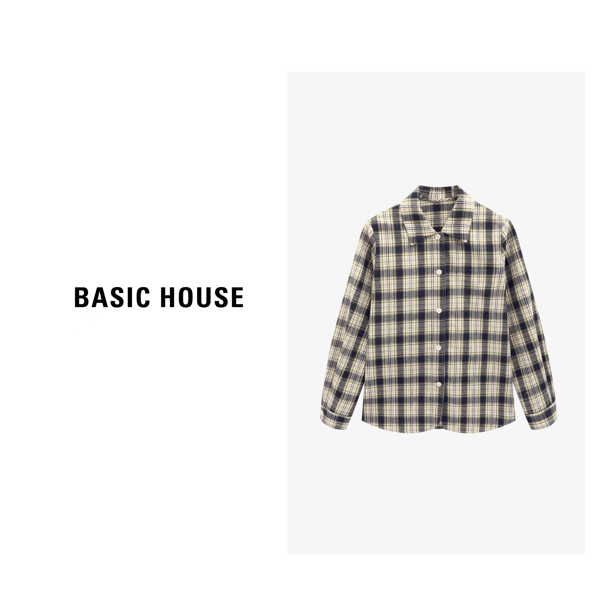 Basic House/百家好格纹老钱风女装衬衫-B0625B5EJR2
