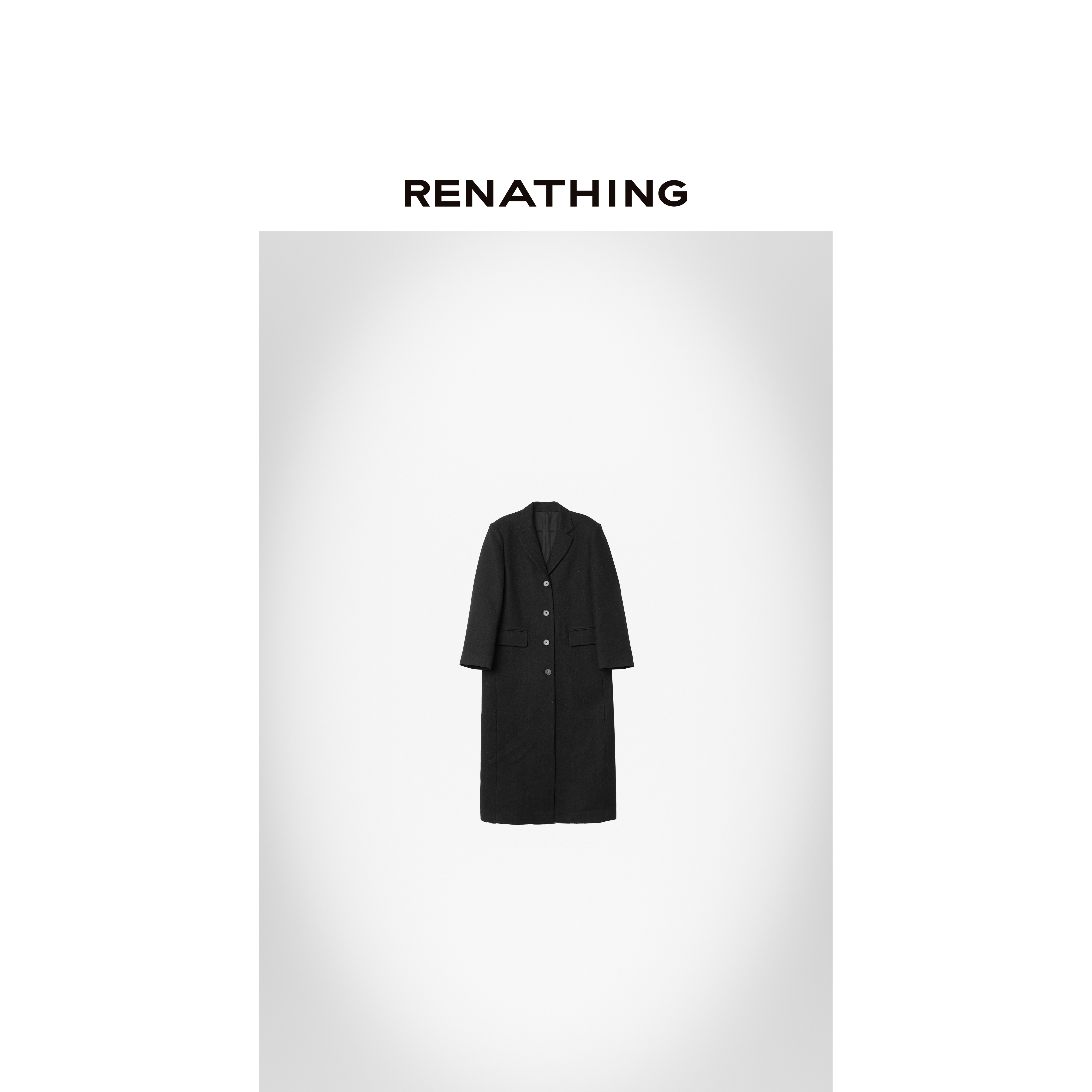 【RENATHING】单排扣翻领长款大衣