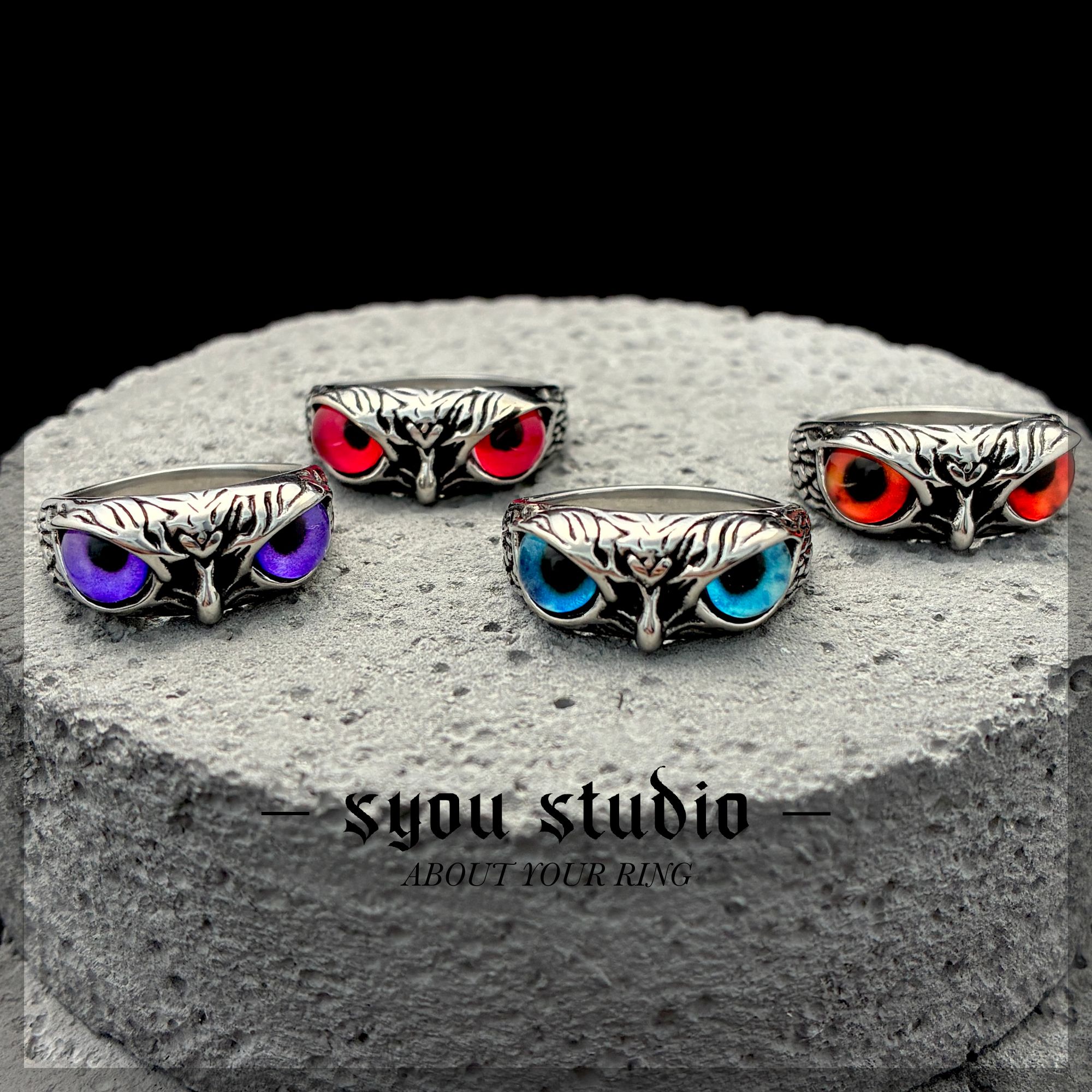 钛钢戒指 猫头鹰时尚戒指不掉色霸气指环情侣尾戒首饰个性小饰品