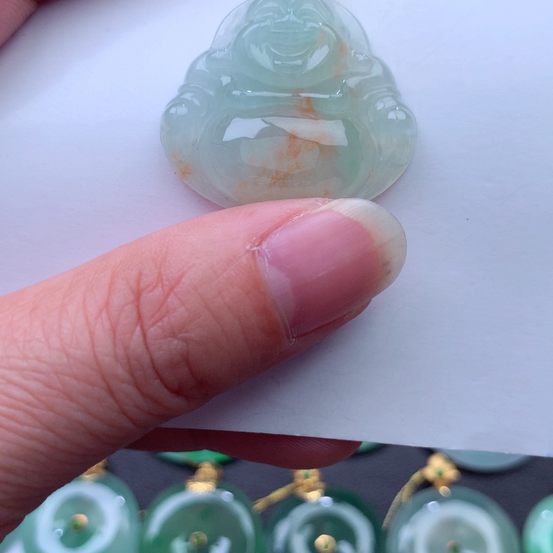 翡翠吊坠(不含链)18K金镶嵌