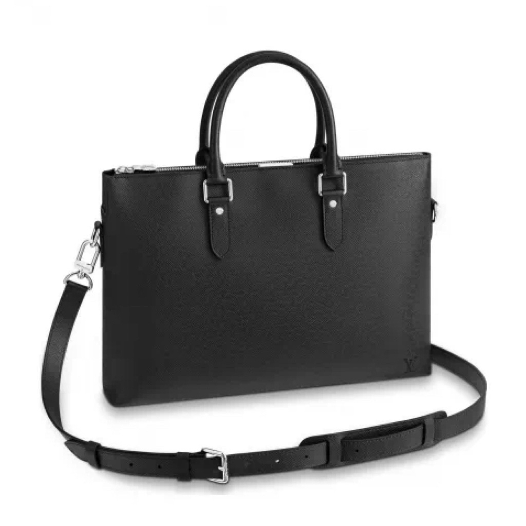 99新 LouisVuitton/路易威登 黑色十字纹牛皮1408男士公文包
