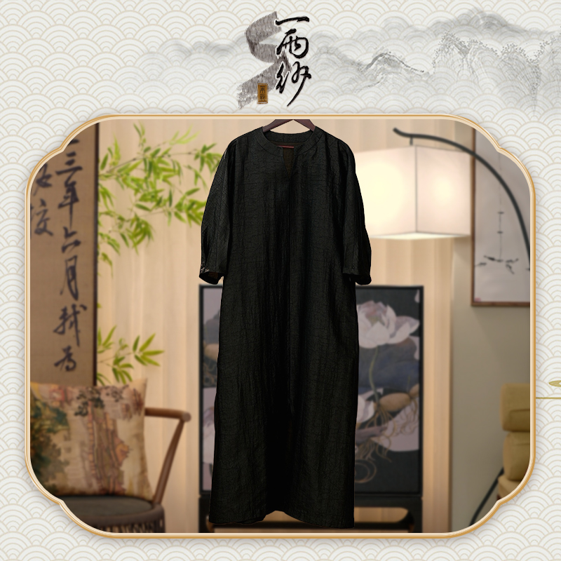 【老料大龟连衣裙】235930Q-B527桑蚕丝香云纱连衣裙长袍新中式45