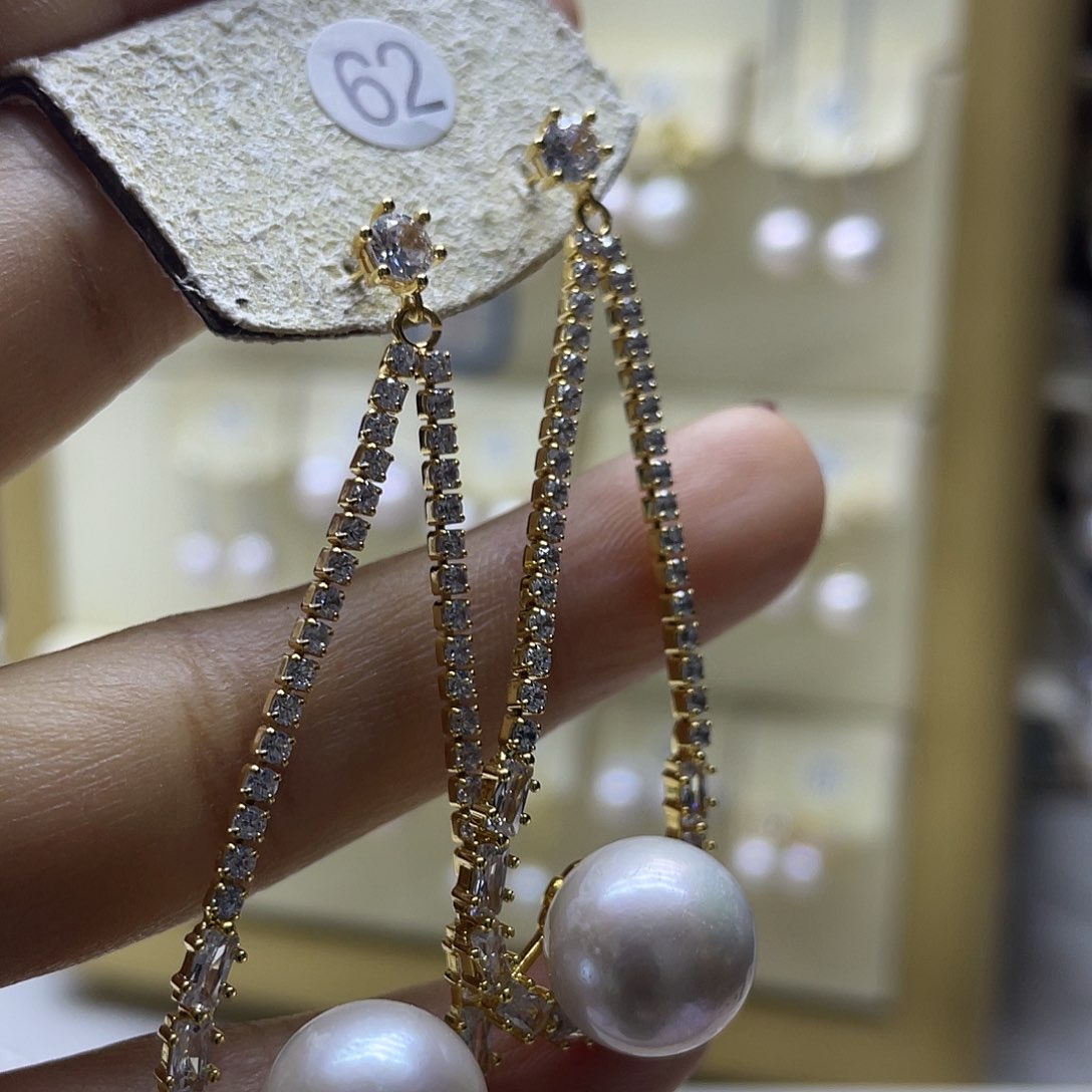 淡水珍珠耳饰银S925镶嵌