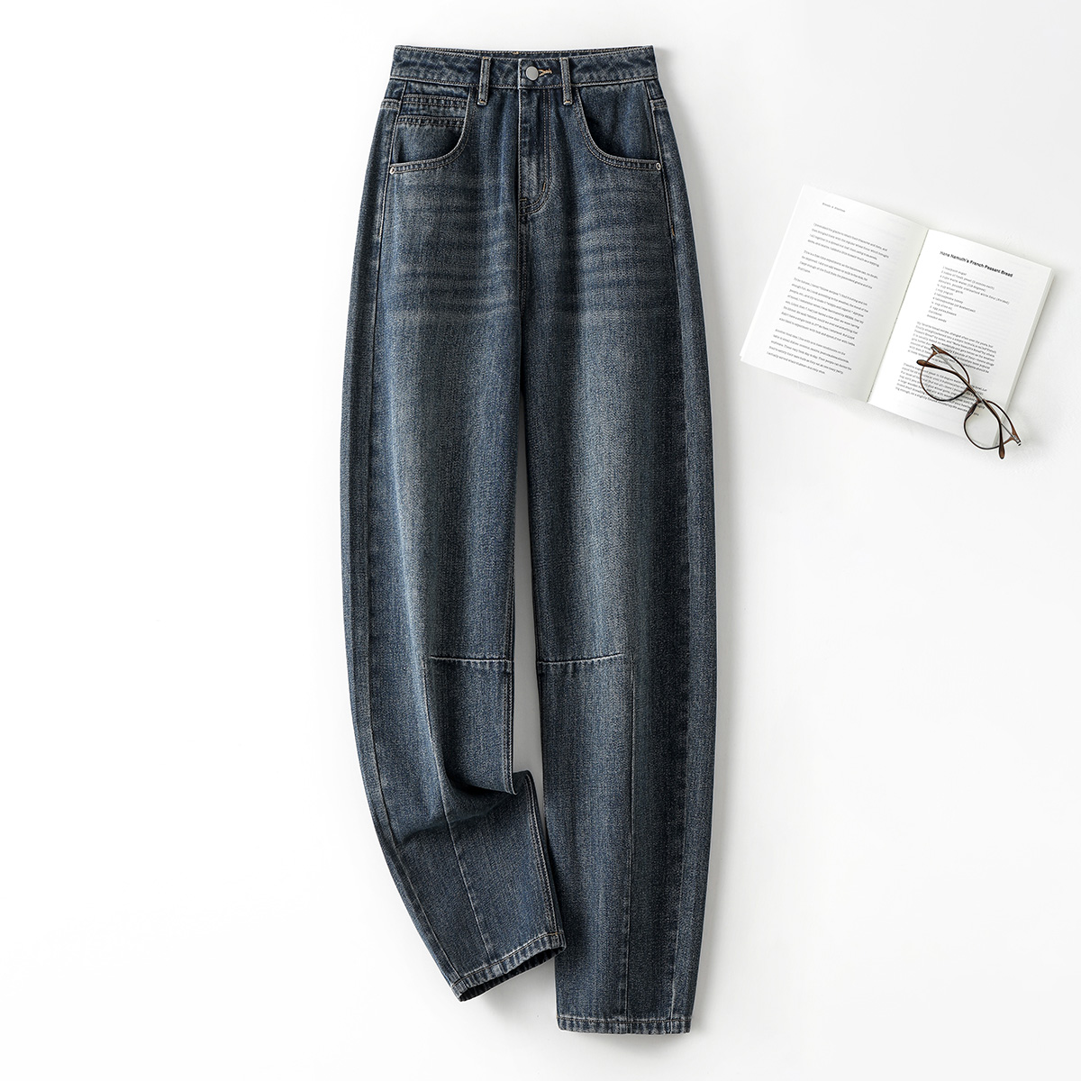 IHIMI/海谧宽松显瘦香蕉型牛仔裤2025春季新款复古通勤休闲女长裤