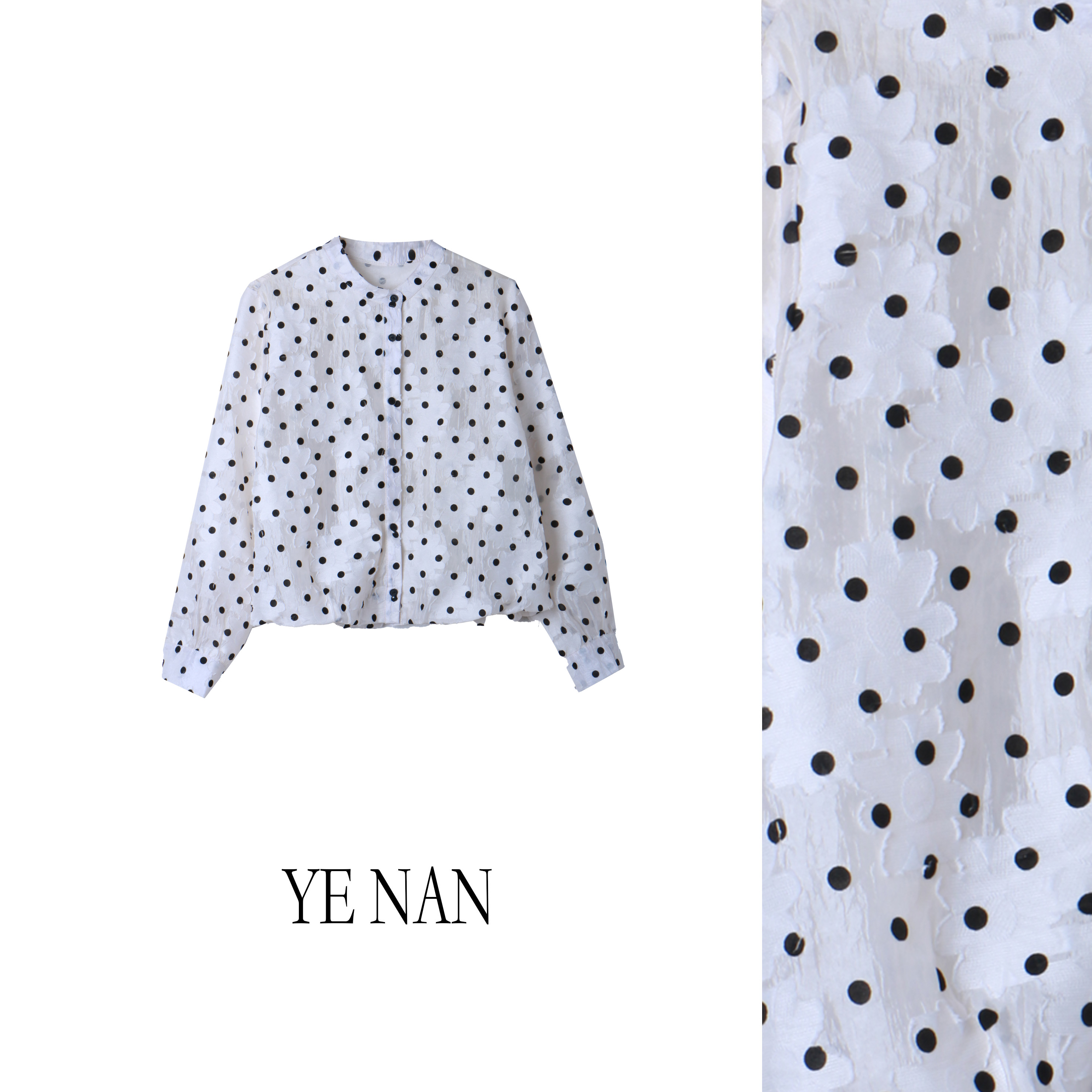 欧韩提花波点百搭设计感时尚减龄宽松休闲感女款衬衫外套SY244