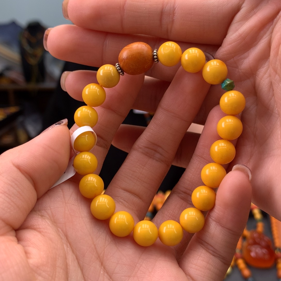 蜜蜡手串未镶嵌天然