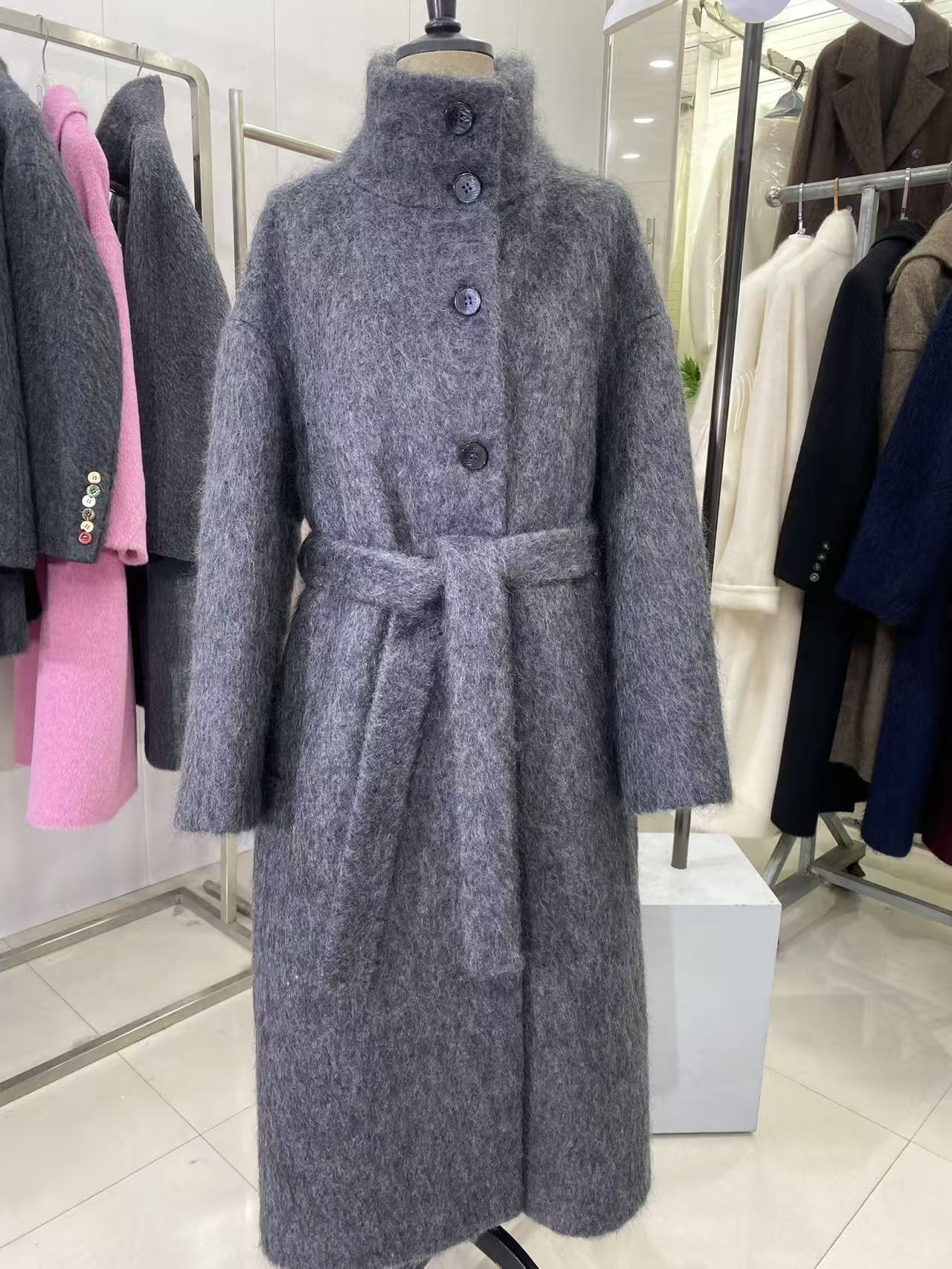 云尚进口马海毛长款118衣长气质型安哥拉山羊毛过冬款