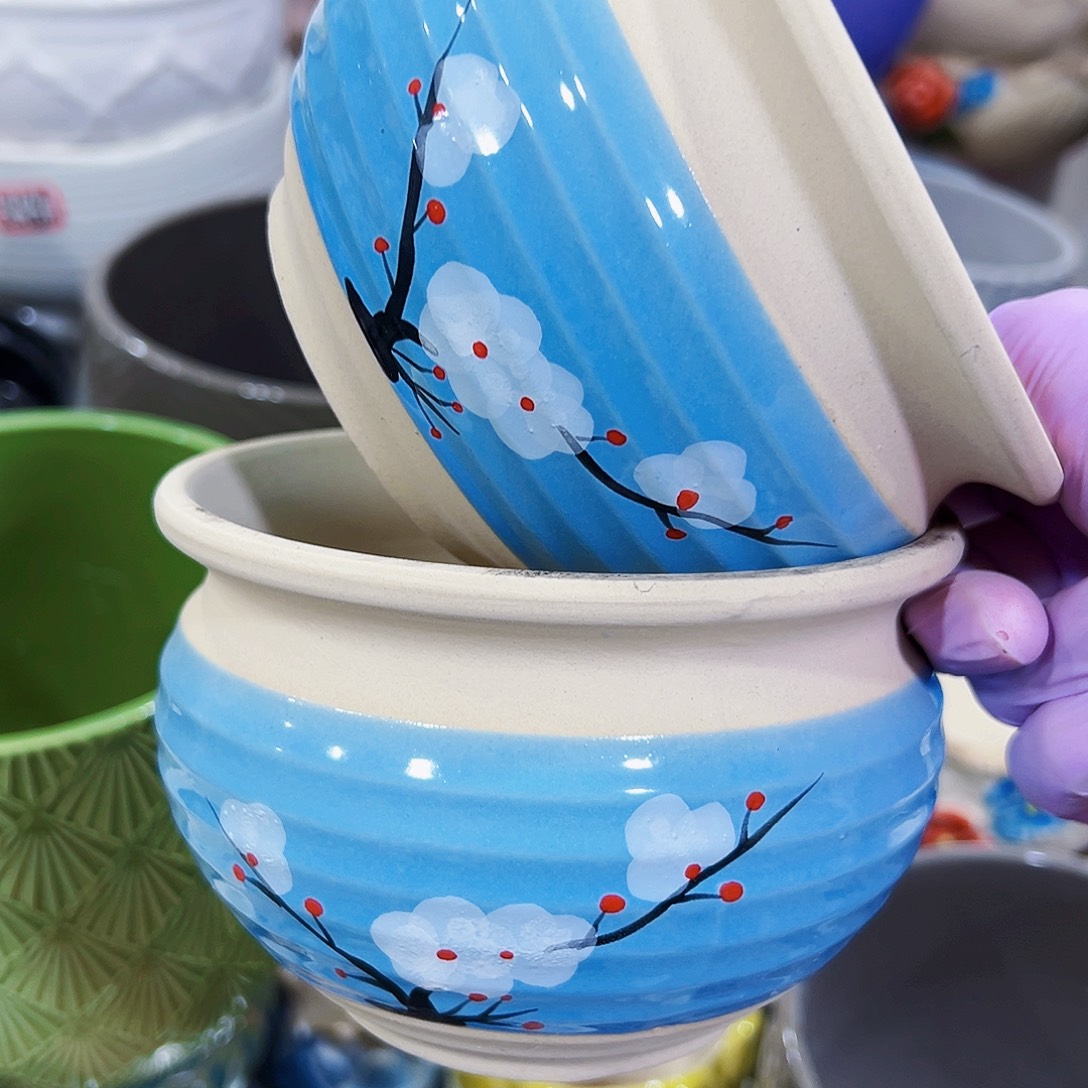 有孔外贸尾货陶瓷花盆凑单10米包邮