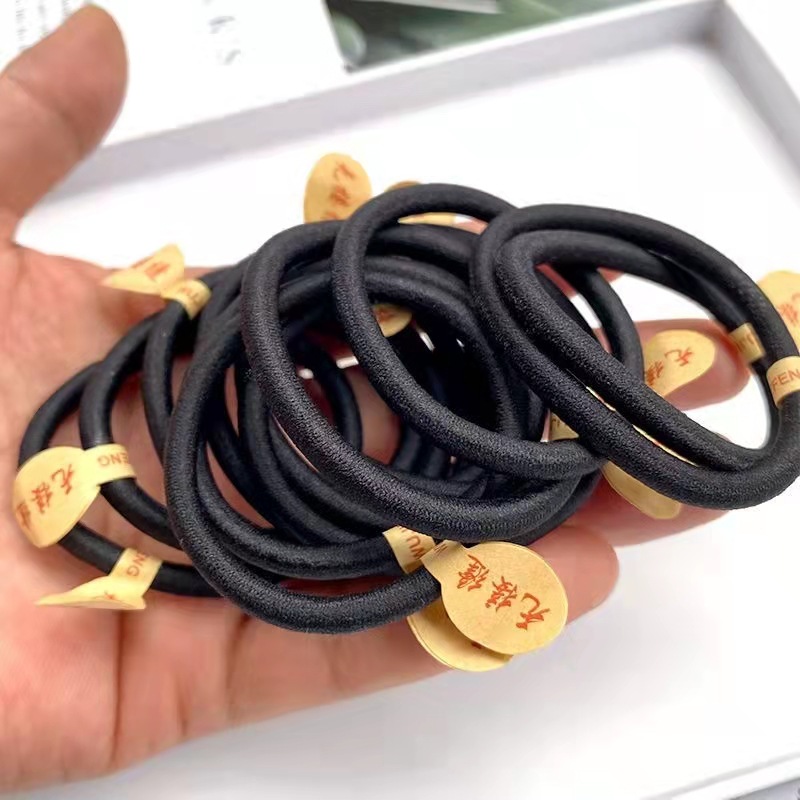 【甄选】高弹力发圈黑色无接缝橡皮筋加粗6mm尼龙发绳简约扎头绳