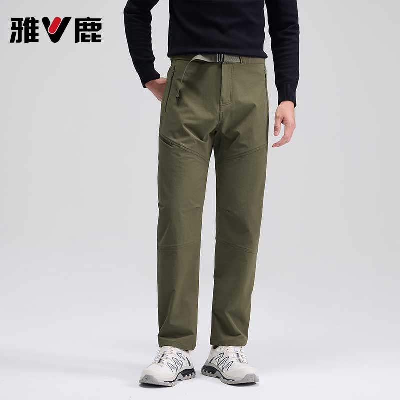 雅鹿男装2025秋冬男士弹力户外显瘦休闲裤时尚百搭加厚长裤