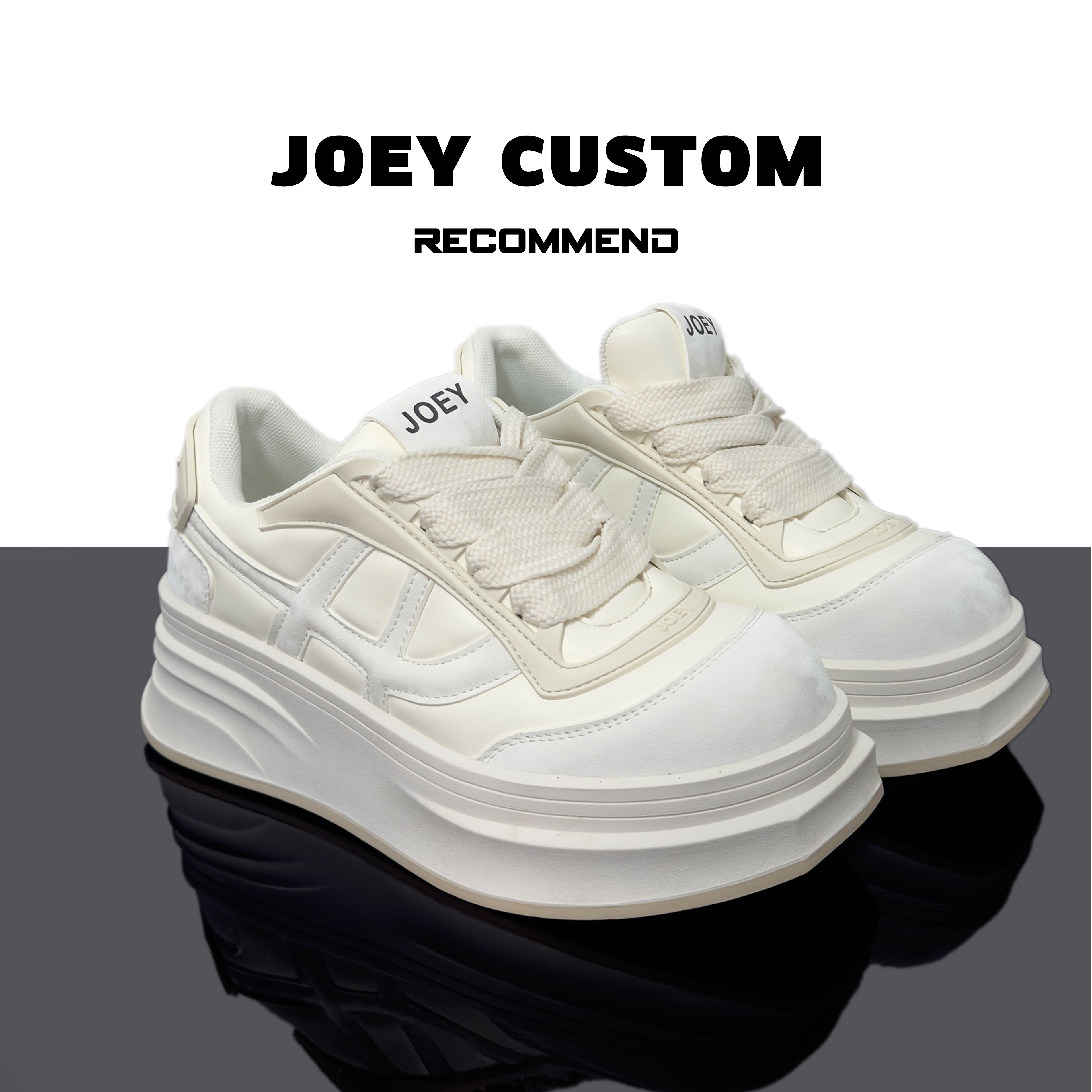 JOEY |【明星同款】~春款个性真皮面包板鞋女款厚底复古潮鞋  33-01