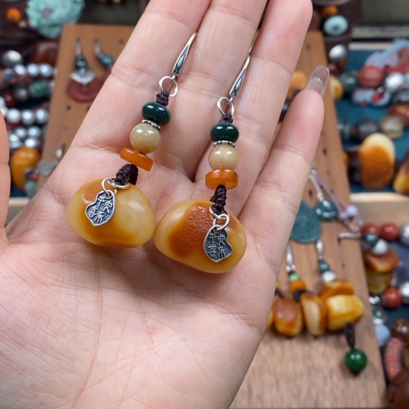 【闪购商品】蜜蜡耳饰未镶嵌耳环