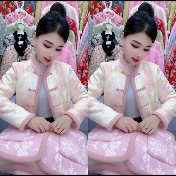 （送运费险）冬季新款加绒加厚新中式国风棉衣棉服女大码外套花棉袄