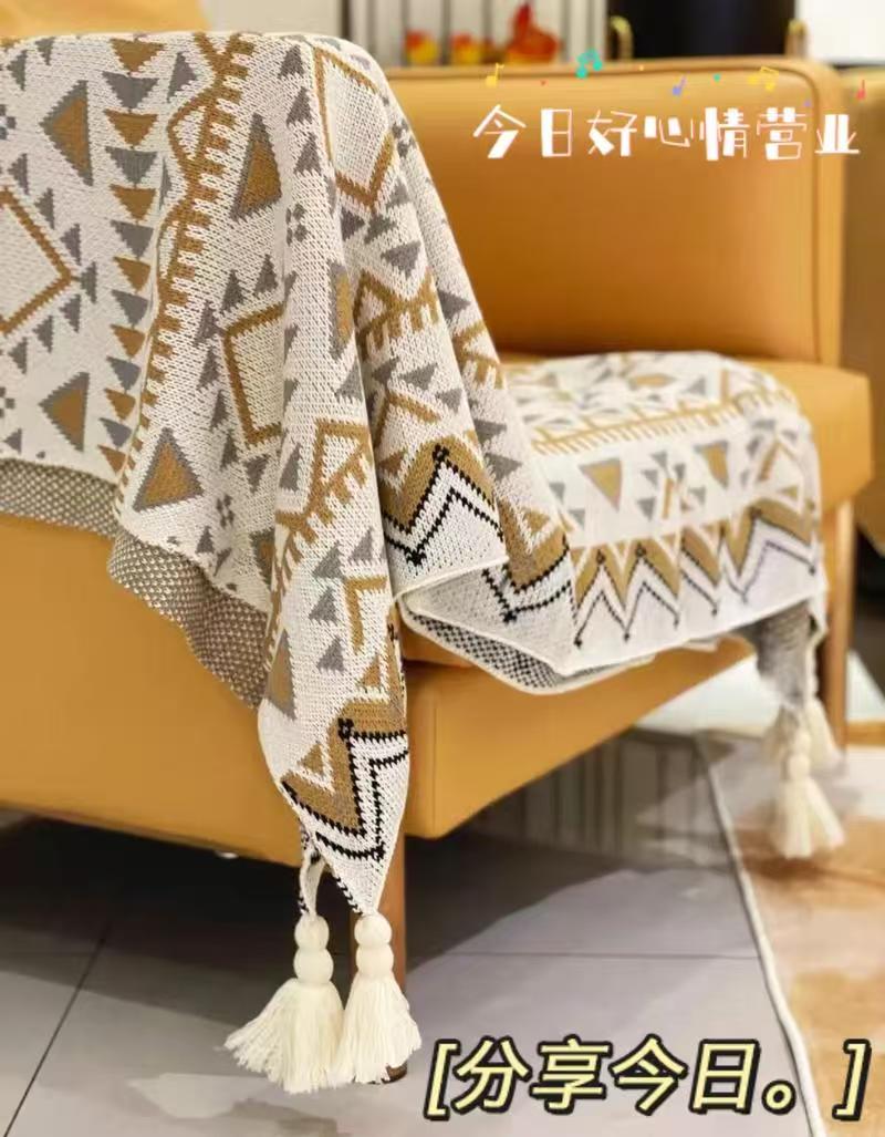 冬季加厚保暖简约风装饰北欧毛毯针织单人披肩盖毯