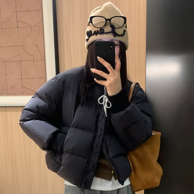 【502】针织袖棒球领潮流棉服女短款2025新款冬装小个子外套学院风