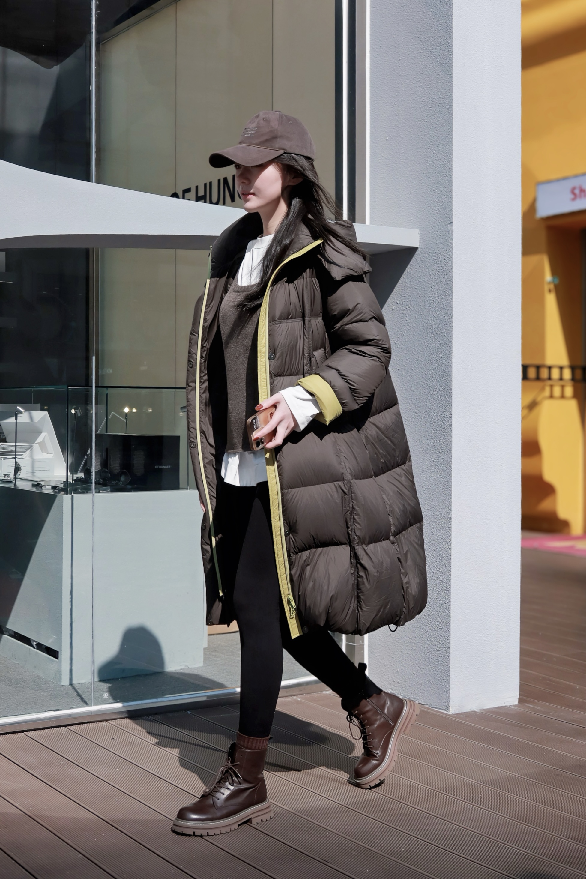 L·Y·S/露韵诗显瘦版型-纯色撞色两穿长款羽绒服女冬090