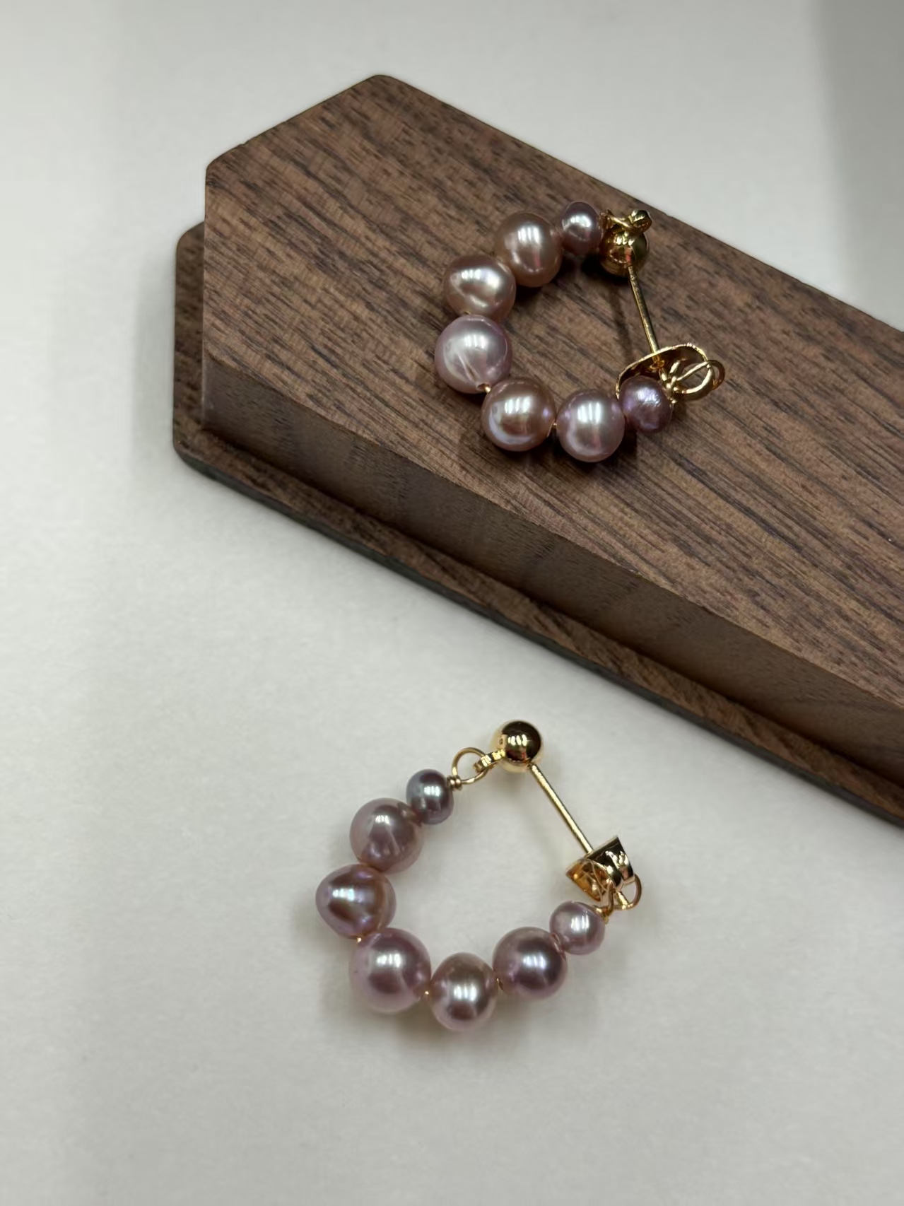 940天然珍珠紫色小米珠耳环