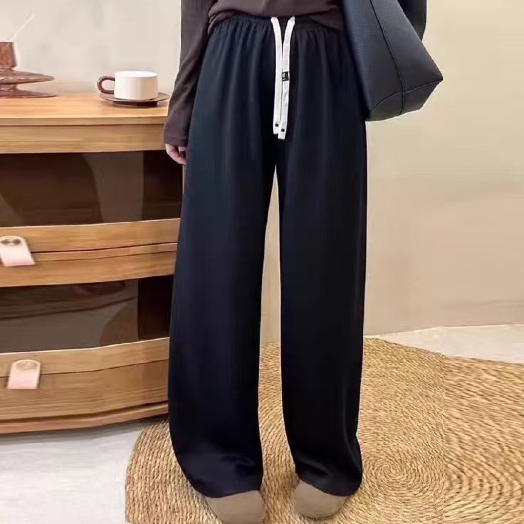 秋季厚款羊绒大版型阔腿裤拖地裤高腰气质百搭显瘦舒适宽松垂感