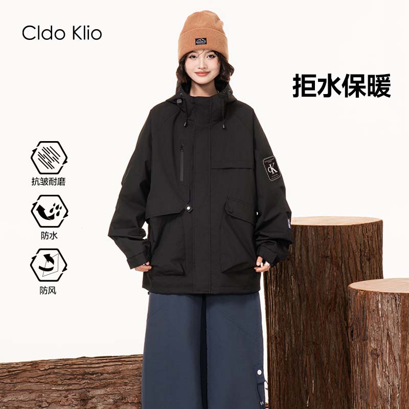 CK户外连帽夹克外套男女同款春秋季情侣百搭休闲运动服夹克