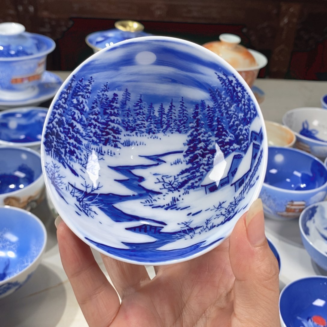 青花雪景主人杯杯