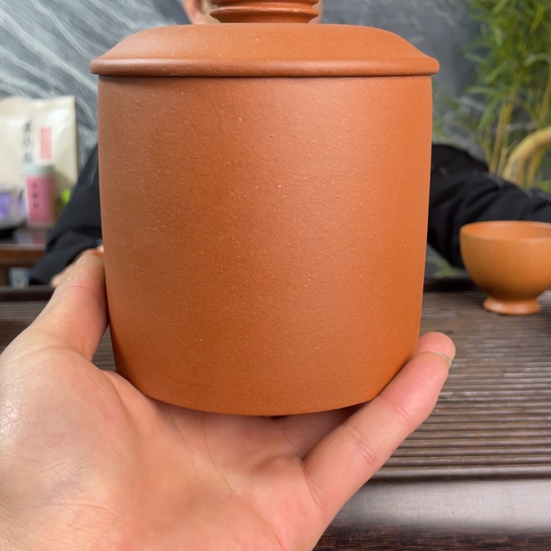 紫砂茶壶红泥茶叶罐大号