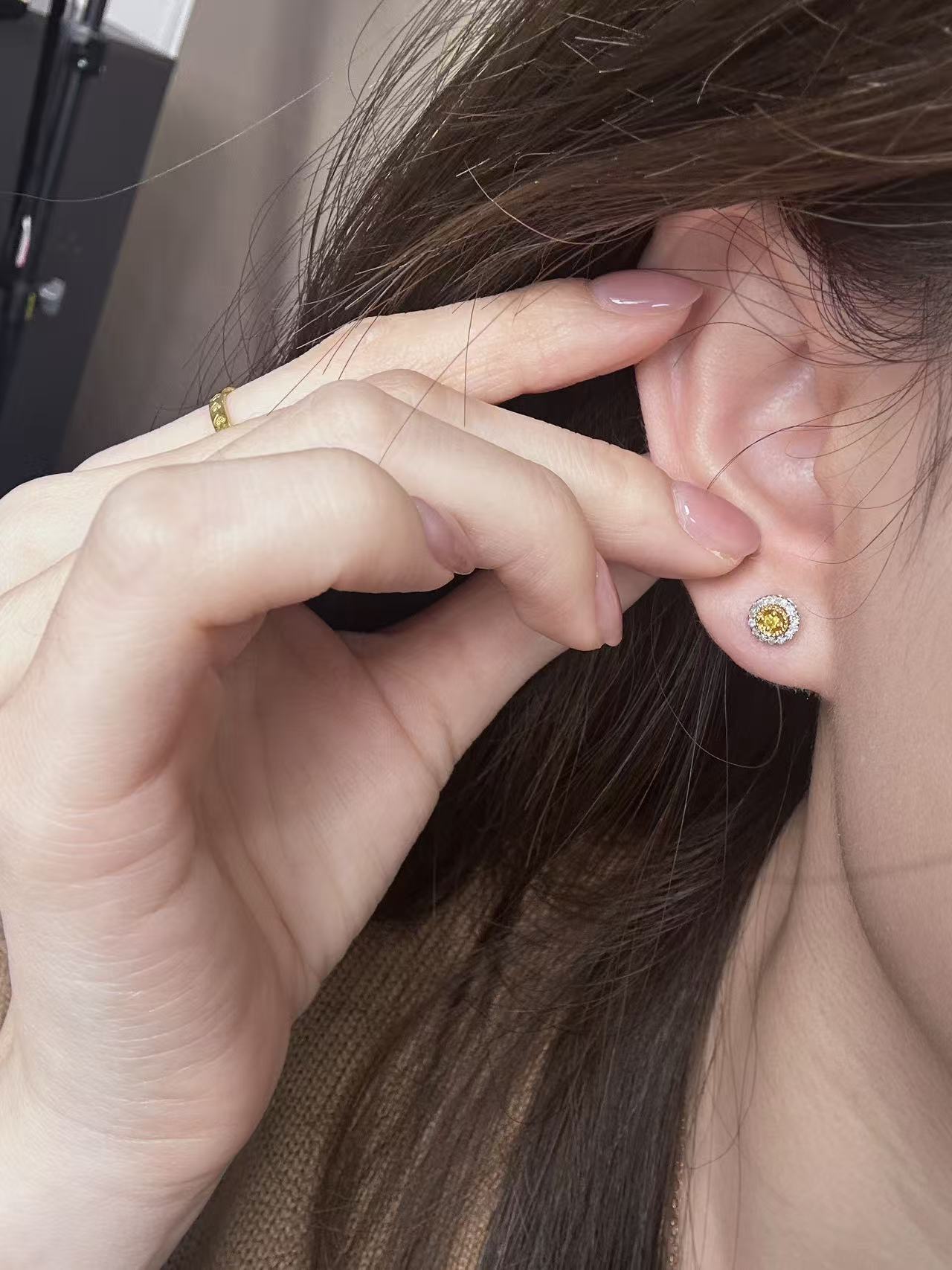 【玥霓高定】01869 重金 P黄钻圆形耳钉 ZSES