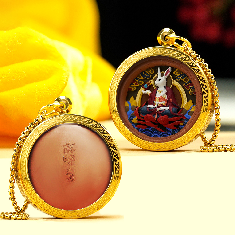 铜亚克力吊坠 钢清韵擦擦盒彩绘唐卡真品西藏手工正版兔爷挂坠