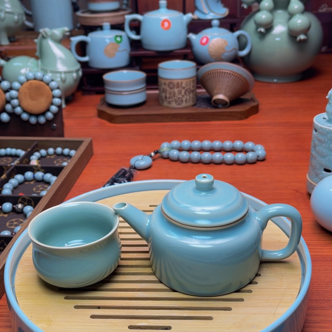 【闪购商品】摆件陶汝州单壶，壶，杯，原产地，珠