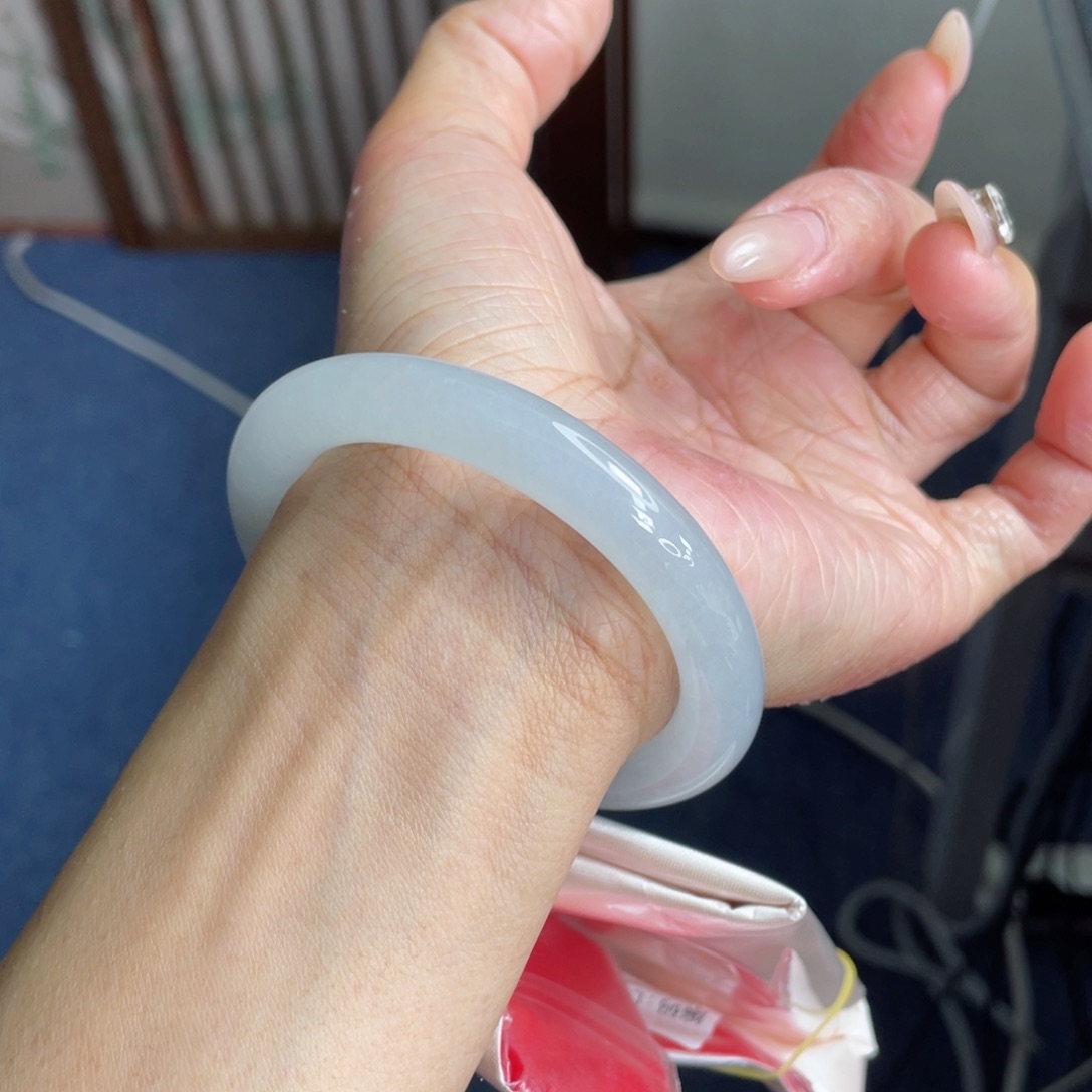 未镶嵌手镯翡翠53.9圈 冰晴水 冰棍子 完美 42号